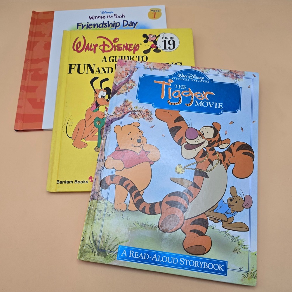 Vintage Disney Winnie the Pooh Mickey Mouse Children's Book Lot Tigger 3 Books